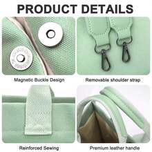 Large Capacity Canvas Tote Bag For Women,Women's Bags Crossbody Bags Work Laptop Tote Bag Large Handbags Purse, With Zipper Closure & Individual Compartments For Work College For Teacher & Nurse Crossbody Work Bible Messenger Purse Bag With Pockets - 豆綠 - 查看 4
