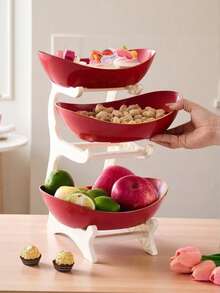 XIYIJIA Multi-Layer Fruit Plate, Home Living Room Snack Candy Tray, Creative Desktop Storage Organizer, Party Dessert Cake Display Rectangular Basket - 3 Layers - View 4