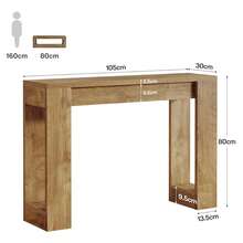 LITTLE TREE 105cm Modern Console Table Double Wooden Base Entryway Sofa Table For Hallway Living Room Foyer - Brown - View 2