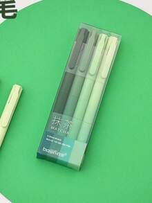 4 PCS Matcha Series Gel Pen Set Features Gradient Green Barrels Paired With Transparent Vertical Packaging, Offering A Fresh First Day Of School - Multicolor - View 13