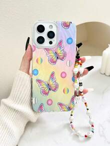 2026 New Large Hole Gradient PC+TPU Butterfly Painted Anti-Drop Phone Case With Beaded Bracelet Accessory, Compatible With IPhone7pro/17Air/17/17promax 16/11/16pro/16plus/16promax/16e/15Promax/13/14/12/XS/XR/7G/8P, Galaxy 11/12Pro/12/12X/13Pro/14Pro/15Pro/, 10/9/Note9/12c/Note11pro/Note8Pro - Multicolor - View 5