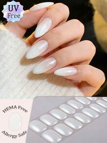 16pcs Retro Holographic Gradient Gel Nail Stickers, Iridescent Powder Design, Low Allergy, Protect Natural Nails, Long-Lasting, No UV Lamp Needed, Suitable For Women/Girls Daily, Social Events, Banquets, DIY Nail Art Supplies - Multicolor - View 13