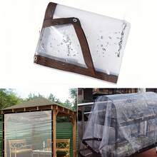 Tela impermeable transparente con anillo de sellado de 8 milésimas de pulgada, ideal para reemplazar la tela impermeable de techos para toldos de patio, con sellado de bordes para evitar fugas de agua y transmisión de luz para una fácil observación. Fabricada con material PE flexible y duradero, es adecuada para toldos de porches y cubiertas impermeables para exteriores, jardines y camping. - Blanco - Ver 2