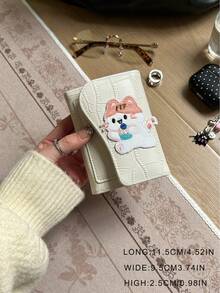 卡通猫咪可爱荔枝纹理真皮钱包，新款韩版时尚学生多功能零钱包 - 彩色 - 查看 6