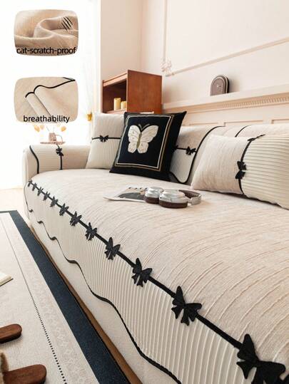 1pc Fashionable Asymmetrical Sofa Cushion Cover, Luxury High-Quality Sofa Slipcover, Anti-Slip Skin-Friendly Anti-Cat Scratch, Protect Sofa, Decorative, Soft & Comfortable, Durable & Elegant, Simple & Chic