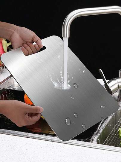 3 قطع/قطعة واحدة لوح تقطيع من الفولاذ المقاوم للصدأ، لوح تقطيع ثنائي الجوانب للحوم والفواكه والخضروات والعجين