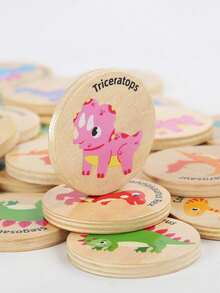 Kids Dinosaur Memory Matching Game, Wooden Puzzle Pairing, Cognitive Development Educational Toy, Attention And Memory Training, Mixed Color Set - View 4