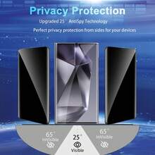 XINHONGYU 适用于 Galaxy S26 Ultra/26+/26/Galaxy S25 Ultra 的隐私防窥钢化玻璃屏幕保护膜 2 片装，防窥、防偷窥、隐私屏幕保护膜，支持指纹解锁，也适用于 Galaxy S21/S22/S23/S24 Ultra/Galaxy S24 FE/S25 Ultra/S25 Edge/S26 Ultra/S26 Plus/S26，防摔、防刮、防水，春季礼物、周年纪念、生日派对佳品 - 黑色 - 查看 3