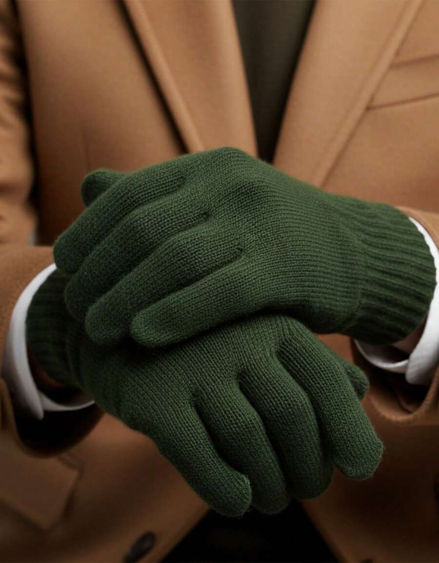 Basic Elegant Knitted Gloves For Cold Winter - Adult (Various Colors) - 軍綠色 - 查看 1