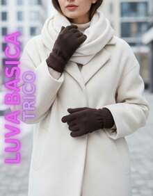 Basic Elegant Knitted Gloves For Cold Winter - Adult (Various Colors) - Rust Brown - View 5