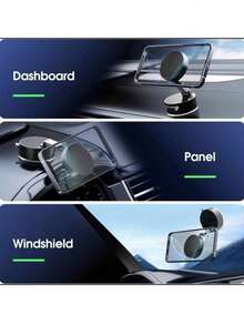 Foldable Phone Holder, Strong Magnetic Car Phone Mount, Dashboard Phone Holder, 360° Rotating Vacuum Suction Cup, GPS Bracket - Multicolor - View 9