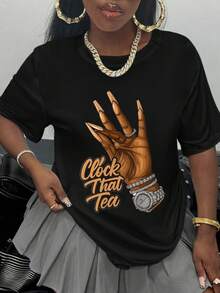 Clock Tea Women'S Casual Sports T-Shirt, Soft And Stretchy Short Sleeves, Perfect For Spring, Summer, And Autumn Outfits. Made From Breathable Fabric, This T-Shirt Makes A Great Gift For Loved Ones, Featuring A  Halloween Short Sleeve Design - 黑色 - 查看 1