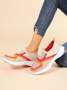 Lightweight Breathable Knitted Mesh Women Shoes, Slip-On Soft Bottom Casual Shoes, Student Daily Commute Versatile Sneakers, Non-Fatiguing Mother Shoes - Coffee Brown - View 7