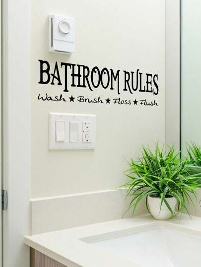 1 Tờ Nhãn Dán Tường Quy Tắc Phòng Tắm: Rửa, Đánh Răng, Dùng Chỉ Nha Khoa, Xả Nước, Nhãn Dán Chống Thấm Nước Có Thể Tháo Rời, Nhãn Dán, Nhãn Dán Tường, Nhãn Dán Vinyl Dùng Để Trang Trí Nhà Cửa, Đồ Trang Trí Bốn Mùa Làm Mới Ngôi Nhà Của Bạn, Nhãn Dán Trang Trí Rama