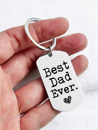 1 pieza Llavero de acero inoxidable "Mejor papá de todos", regalo colgante de coche para el Día del Padre