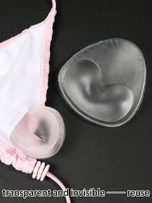 1对3D立体硅胶胸垫，上托式胸垫，聚拢提拉胸部，非常适合泳装和露背连衣裙。 - 彩色 - 查看 3