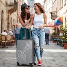 A Set Of 3 Pieces Of Luggage With Silent Rotating Wheels, Stylish And Versatile Travel Companion - Blue - View 2