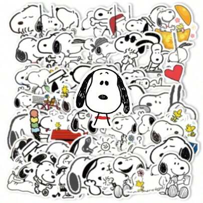 SNOOPY Bộ 64 miếng dán hình cún con hoạt hình, bộ sưu tập kỷ niệm tuổi thơ giúp chữa lành vết thương lòng, dùng để tự dán vào cốc nước, đồ chơi quà tặng hoàn hảo cho bé trai và bé gái (Mẫu ngẫu nhiên)