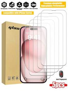 5pcs High Definition Tempered Glass Screen Protector, Compatible With Apple Devices, Anti-Scratch, Anti-Collision, Oleophobic Coating, Smooth Touch, Suitable Compatible With Apple X/XR/11/12/13/14/15/16/16Plus/16Pro/16ProMax/16e/17/17 Air/17 Pro/17 Pro Max/17e Full Series - Clear - View 41