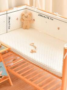 1pc Baby Crib Integrated Soft Bumper Guard, Infant Bed Rail Cushion, Newborn Cartoon Embroidery Crash Pad, Children Anti-Collision Fence - Hoshiguma - View 14