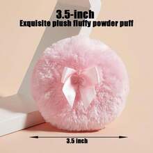 Contenedor de polvo de vidrio de lujo de 4 pulgadas con 2 borlas suaves para polvo suelto - 1 Puff beige y 1 lazo rosa con mariposa-ámbar - Ver 5
