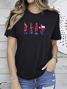 Maglietta da donna con stampa "Liberty Guns Beers Texas LGBT Conservative", maglietta con maniche lunghe o corte, pro 2° emendamento, orgoglio per lo stato del Texas - nero - Visualizzare 6