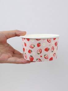 10/25个粉色草莓纸碗，可爱草莓一次性纸碗，冰淇淋碗，糖果碗，一次性餐具，零食碗，一次性食品容器，饼干烘焙碗，桌面装饰，性别揭晓派对用品，婴儿派对装饰，一周岁生日派对用品，节日派对用品，厨房装饰 - 草莓 - 查看 8