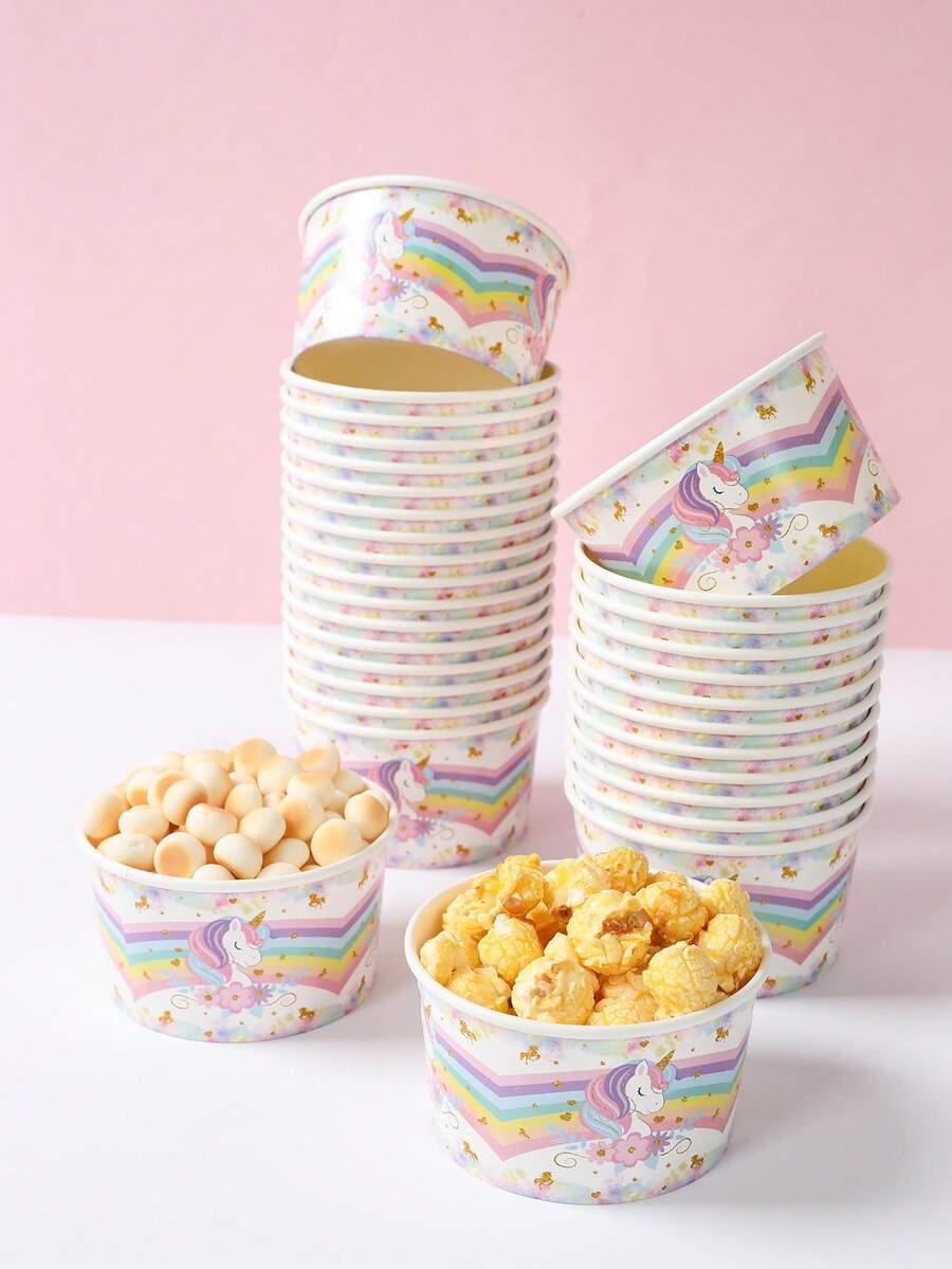 10个彩虹独角兽纸碗，独角兽主题生日派对一次性纸碗，冰淇淋碗，糖果碗，一次性餐具套装，零食碗，一次性食品容器，饼干烘焙碗，婴儿派对装饰，性别揭晓派对用品，一周岁生日派对用品，节日派对用品，厨房装饰