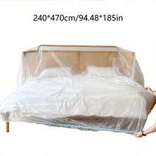 1 Pack 1/2/5pcs Disposable Furniture Dust Cover Elastic Drawstring Bed Cover Renovation Thickened Transparent Protective Plastic Film - Multicolor - View 3