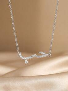 1pc Elegant Arabic Letter Necklace, 925 Sterling Silver Material, Exquisite Jewelry Gift For Women On Valentine's Day - Silver - View 5