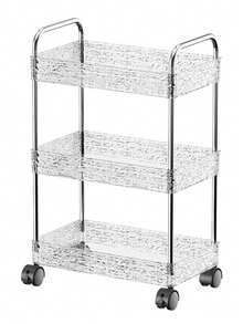 多层可移动透明冰粮储物推车，带轮可移动，多层置物架，家用零食杂物收纳架，厨房、浴室、卧室适用可移动储物架 - 彩色 - 查看 9