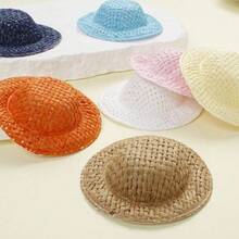 10/30pcs Mini Straw Hat Dolls, Bohemian Style Colorful Hat Decor, Handmade Woven Doll House Accessories, Cute Gift For Girls - Straw Hat - View 4