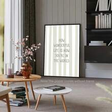 1pc Framed/Unframed Green "Life Is So Beautiful" Decorative Canvas Poster, Minimalist Style, Suitable For Nursery, Kids Room, Game Room, Modern Home Decor - Multicolor - View 11