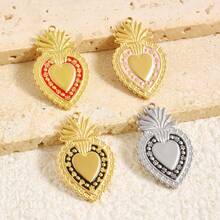1/2/3/5个可爱时尚简约304不锈钢电镀金/银心形吊坠，适合DIY珠宝制作项链、手链、耳环 - 愛心 - 查看 5