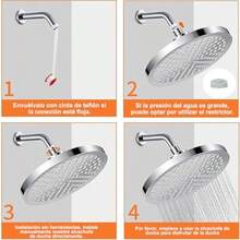 Ducha de Lluvia de Alta Presión 6 Pulgadas Cabezal de Regadera Ducha De Lluvia Fija con Ajustable dn 360 Grados Sin Herramientas Redonda Cromo Pulido Cabezal de Regadera para Baño Hotel SPA Plata - Pago - Ver 6