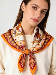 1条红色和海军蓝马图案方巾，四季皆宜，适合日常出行、旅行、婚礼派对等场合，男女通用，可作头巾、发带、头巾，户外防晒配饰，为您的风格增添亮点。 - 彩色 - 查看 12