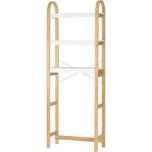 3-Tier Bamboo Over The Toilet Storage Shelf Bathroom Organizer Space-Saving Rack For Bathroom Home - 白色 - 查看 7