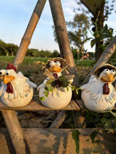 1pc Interesting Farm Chicken Statue, Fence Decoration, Cute Resin Chicken Ornament, Outdoor Realistic Animal Statue, Chicken Sculpture, Perfect For Home Garden Steps, Farms, Courtyards, Backyards And Other Places.