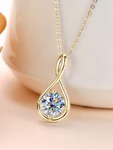 XUJIA 1pc Women's 925 Sterling Silver Infinity Moissanite Necklace, 8mm-2ct Moissanite Pendant, Elegant Jewelry Suitable For Engagement, Wedding Anniversary, Party, Birthday And Other Occasions - PMO-061 - 查看 4