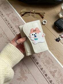 卡通猫咪可爱荔枝纹理真皮钱包，新款韩版时尚学生多功能零钱包 - 彩色 - 查看 9