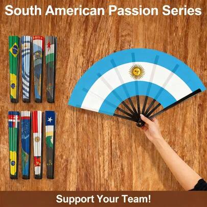 8.66 Inch Foldable Fan With 8 National Flag Patterns, Perfect For Cheering At Parties, Show Your Support For Your Country!