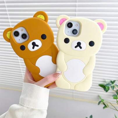 3D Cartoon Rilakkuma Bear Phone Case For 16 Promax 15 14 13 12 11 Pro Max Xs XR 6 7 8 Plus SE 5 5s 4s Soft Silicone Cover Exquisite  Case Popsoket Customizable Things New Year Special Offer 16 Case