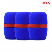 3pcs Microphone Windscreen Cover Set, Thickened Mic Windshield Sponge Protector For KTV - Waistline Microphone Cover 3pcs Blue - View 1