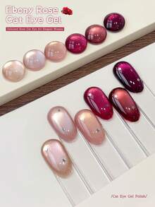 6支装 5克黑色玫瑰猫眼甲油胶 - 可撕拉，UV/LED 卸甲，光泽亮丽，适合DIY和美甲沙龙使用 - 彩色 - 查看 6
