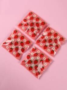 50个草莓图案自封袋，礼品袋，礼品包装袋，婴儿派对装饰，性别揭晓派对用品，零食巧克力饼干烘焙袋，糖果袋，礼品包装袋，草莓主题派对用品，草莓装饰，一周岁生日派对装饰，新娘送礼会回礼，派对回礼袋，男孩/女孩派对礼物 - 草莓 - 查看 4