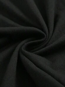 2026 Black Short-Sleeved T-Shirt With The Words "Rebellion Period" Printed In White On The Back. Crew Neck, Loose Fit, 200g Pure Cotton T-Shirt.The Gram Weight Is High, And The Texture Is High-Quality.Can Be Worn For Daily Leisure Activities.It Is A Versatile Item Suitable For Both Men And Women, Perfect For Commuting Or Dating. - Black - View 4