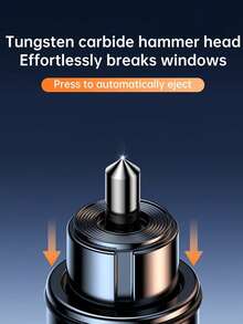 A Multifunctional Car Safety Hammer, Integrating A Car Window Breaker And Seatbelt Cutter, Serving As An Emergency Escape Tool. Made Of ABS And Alloy Materials, Compact And Portable Design With A Convenient Mounting Bracket. This Is A Fashionable Metal Appearance Car Safety Device. - A - View 6