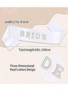 1pc White Pearl Bride Sash, Suitable For Bachelorette Party Decoration, Bridal Shower Gift, Bride-To-Be Decor - 白色 - 查看 6