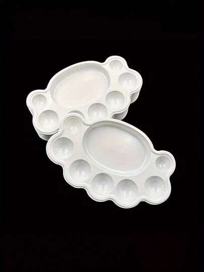 10pcs Plastic Flower Shaped Palette Set - Suitable For Watercolor, Acrylic And Oil Painting Color Mixing, Perfect For Color Blending, Crafting And Art Supplies | Interesting Design | Durable Plastic Flower Shaped Palette