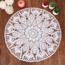 kilofly Handmade Crochet Cotton Lace Table Sofa Doily Waterlily White 20 inch - Blanco - Ver 8